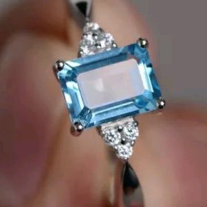 925 SS AQUAMARINE RING
